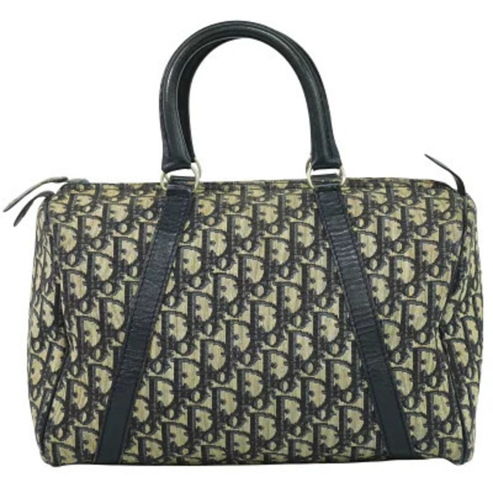 Christian Dior Trotter Boston Handbag Canvas Navy Blue